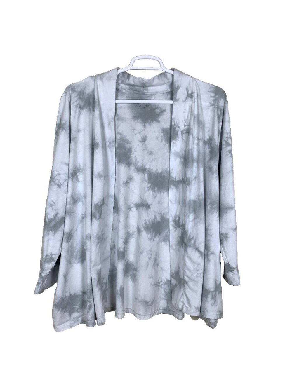 D & Co Womens 2X Open Front Cardigan Tie Dye Pockets Long Sleeve Cotton Stretch